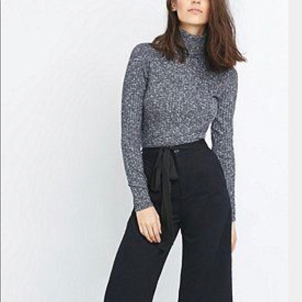 Urban Outfitters Navy Marled cropped turtleneck